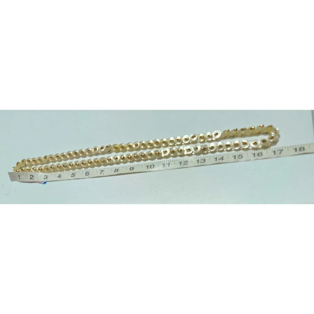 Vintage Handmade White Gold Button Bead Necklace Statement Fashion Jewelry Women